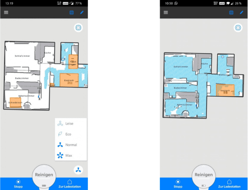 In der App wird die live Bewegung des Medion md 18861 angezeogt